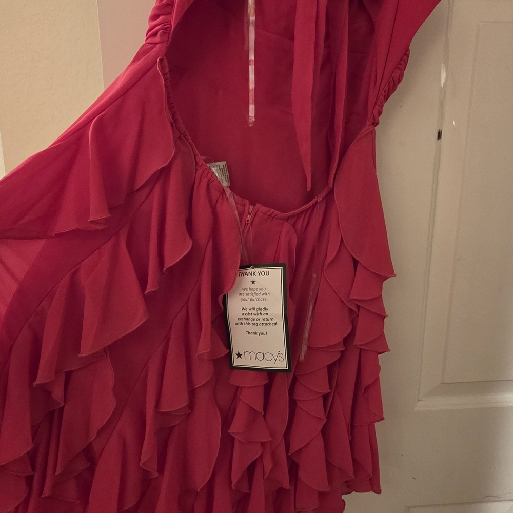 Chic Scarlet Ruffle Gown - Picture 4 of 5